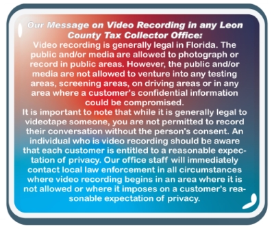 Message on video recording in the offices