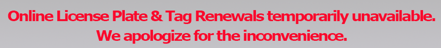 Online license plate and tag renewal temporarily unavailable